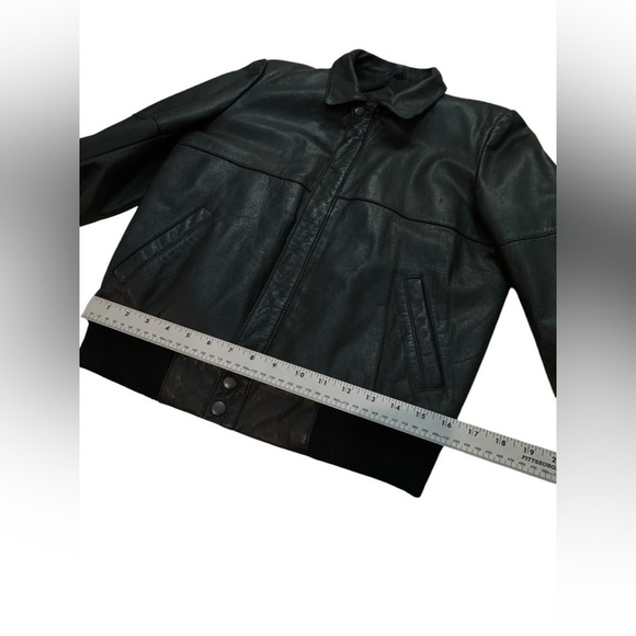 Saks Fifth Avenue Black Leather Jacket Vintage XL - Picture 12 of 14